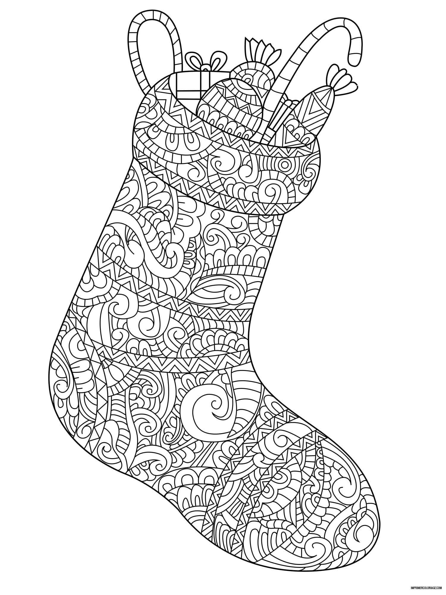 Coloriage chaussette de Noël : 30 dessins à imprimer