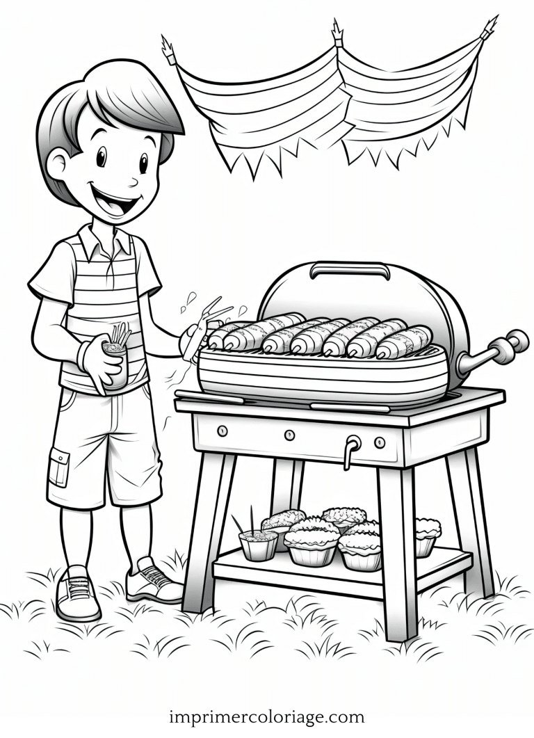 Coloriage de merguez barbecue - dessin gratuit à imprimer