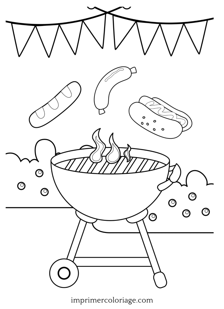 Coloriage de saucisse barbecue - dessin gratuit à imprimer