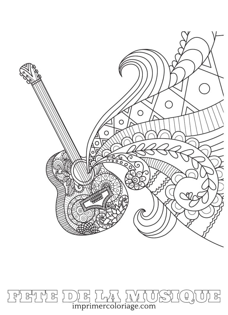 Coloriage Mandala fête de la musique | Imprimer un dessin à colorier