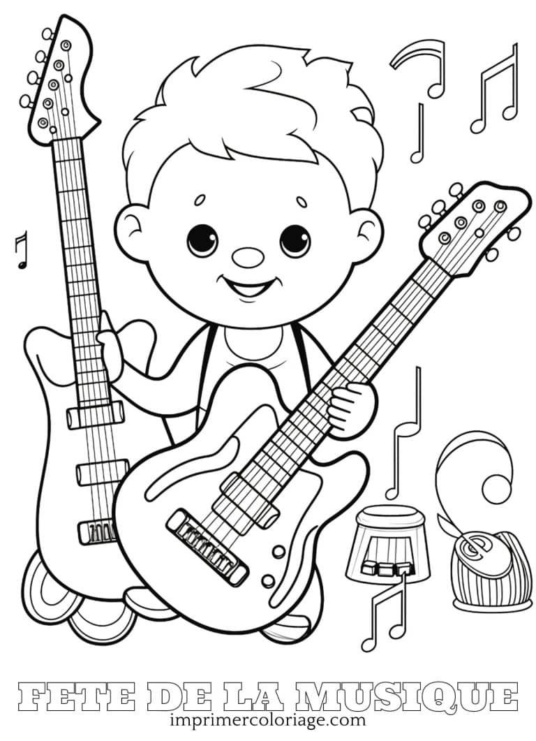 Coloriage Maternelle fête de la musique | Imprimer un dessin à colorier